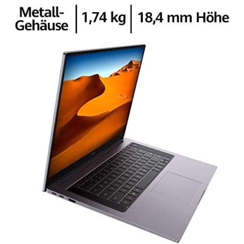 HUAWEI华为 MateBook D16,AMD Ryzen5 4600H,16.1英寸 1080p全高清全高清全高清全高清全高清显示屏,16GB 内存,512GB固态硬盘,超薄金属外壳,指纹传感器 Windows10 家庭